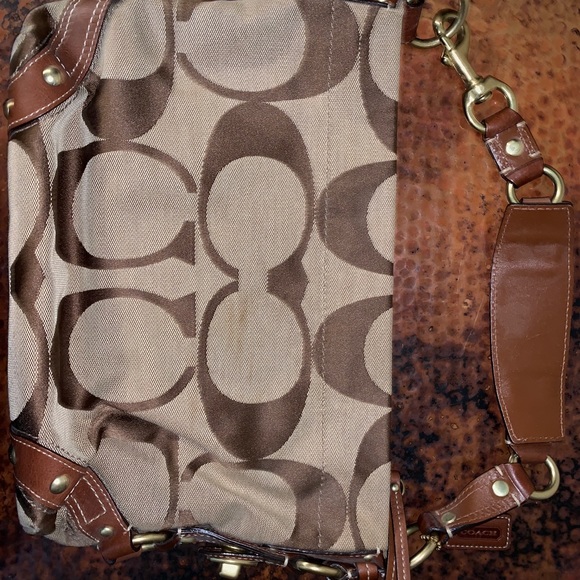 Coach Signature Logo Jacquard Tote Purse - Picture 2 of 4